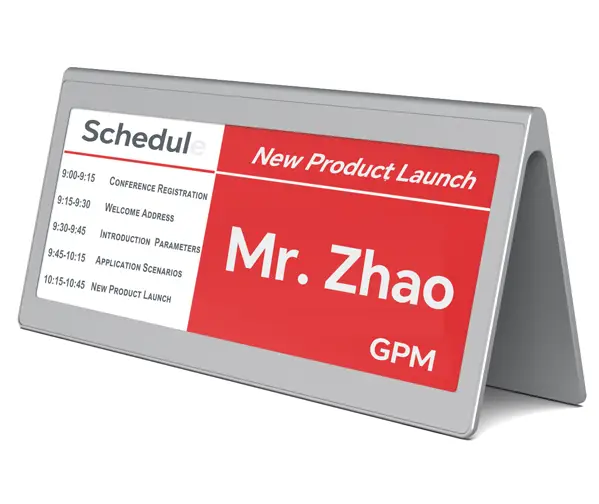 e-paper conference table nameplate, multi-language digital meeting badge for international conferences