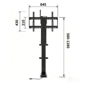 TianLift TVH-1280 motorized TV lift stand dimension drawing for 32-55 inch TV