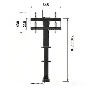 TianLift TVH-1710 single motor pop up TV lift dimension drawing for 32-55 inch television