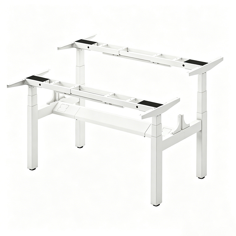 4 leg double workstation electric standing desk frame for two person