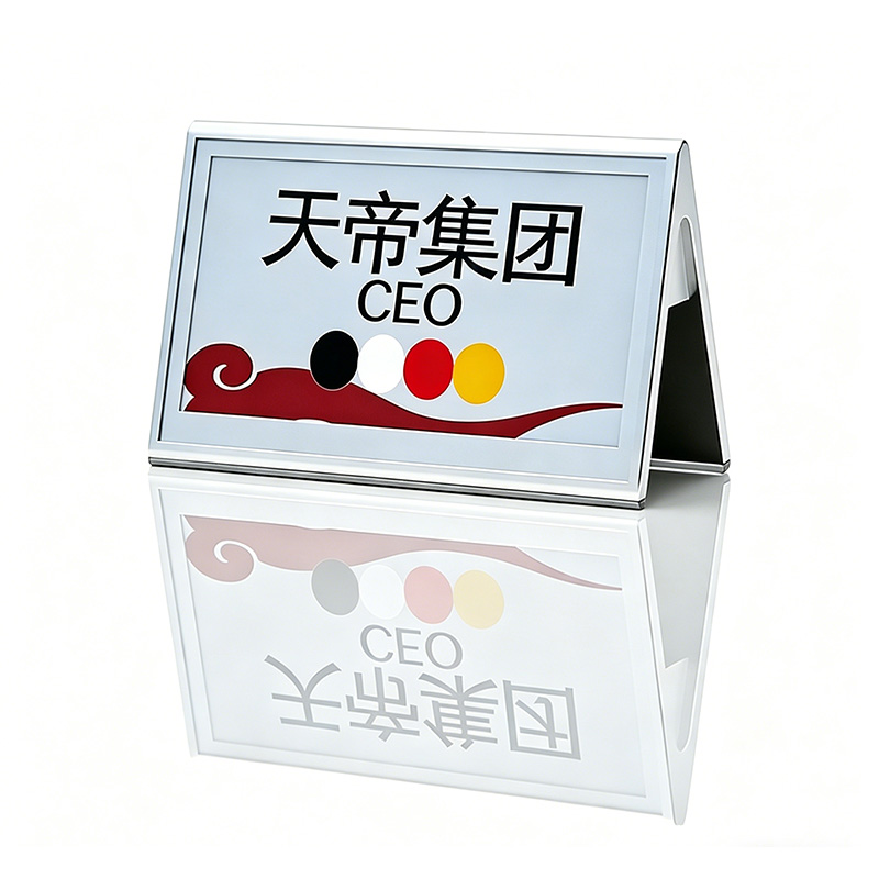 4 color e-ink electronic conference name plate, V-shaped aluminum alloy digital ink screen desk name tag, reusable wireless editable table sign for office boardroom paperless meeting system