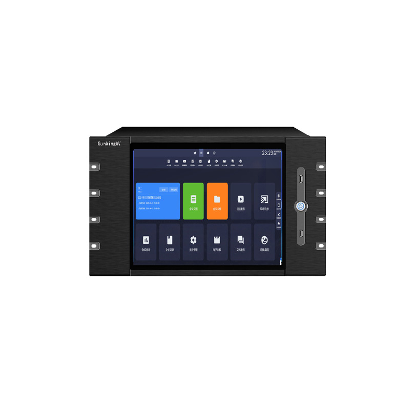 High-spec rackmount touchscreen paperless conference system server, all-in-one industrial central control host for intelligent meeting room AV management